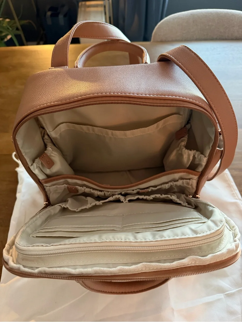 ayla & co Tan Baby Bag Backpack - Convertible Crossbody